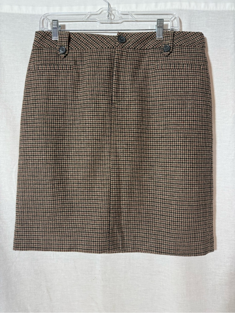 Eddie Bauer Brown Houndstooth Wool blend Mini Skirt size T10
